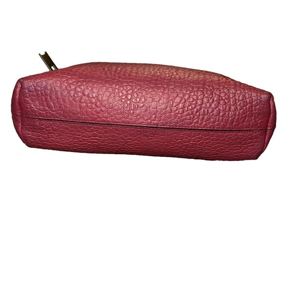 BURBERRY MAGENTA EMBOSSED CHECK LEATHER CHICHESTER CROSSBODY BAG - Picture 5 of 12